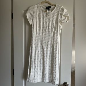 White stretch knee length dress